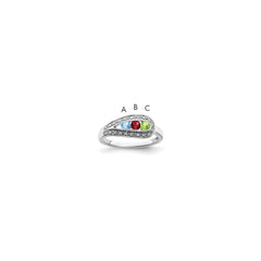 14K White Gold Family Jewelry Synthetic Stone & Diamond Set Ring - 12