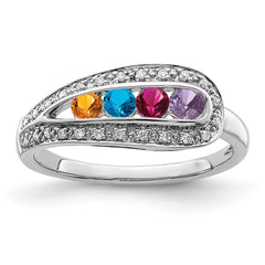 14K White Gold Family Jewelry Genuine Stone & Diamond Set Ring - 46