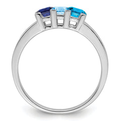 14K White Gold Family Jewelry Genuine Stone & Diamond Set Ring - 47