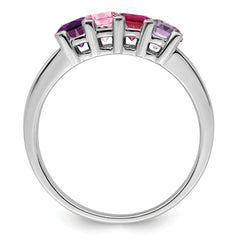 14K White Gold Family Jewelry Synthetic Stone & Diamond Set Ring - 52