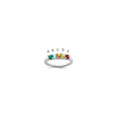 14K White Gold Family Jewelry Genuine Stone & Diamond Set Ring