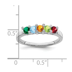 14K White Gold Family Jewelry Synthetic Stone & Diamond Set Ring