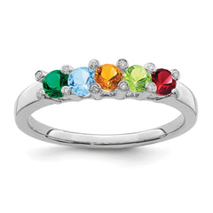 14K White Gold Family Jewelry Synthetic Stone & Diamond Set Ring