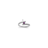 14K White Gold Family Jewelry Genuine Stone & Diamond Set Ring - 39
