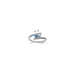 14K White Gold Family Jewelry Genuine Stone & Diamond Set Ring - 2
