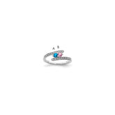 14K White Gold Family Jewelry Synthetic Stone & Diamond Set Ring - 27