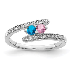 14K White Gold Family Jewelry Genuine Stone & Diamond Set Ring - 2
