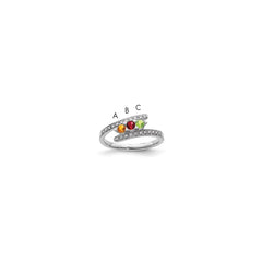 14K White Gold Family Jewelry Synthetic Stone & Diamond Set Ring - 2