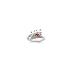 14K White Gold Family Jewelry Synthetic Stone & Diamond Set Ring - 28