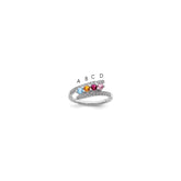 14K White Gold Family Jewelry Genuine Stone & Diamond Set Ring - 40