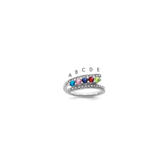 14K White Gold Family Jewelry Genuine Stone & Diamond Set Ring - 4