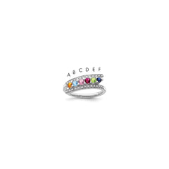 14K White Gold Family Jewelry Synthetic Stone & Diamond Set Ring - 29