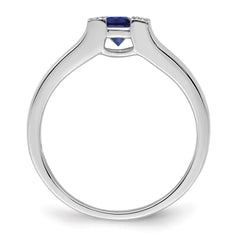 14K White Gold Family Jewelry Synthetic Stone & Diamond Set Ring - 4