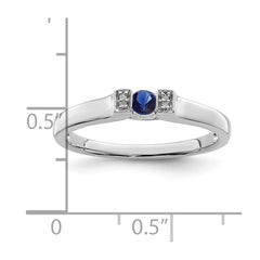 14K White Gold Family Jewelry Synthetic Stone & Diamond Set Ring - 4