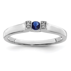 14K White Gold Family Jewelry Synthetic Stone & Diamond Set Ring - 4
