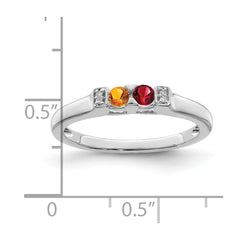 14K White Gold Family Jewelry Synthetic Stone & Diamond Set Ring - 15
