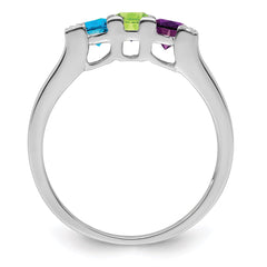 14K White Gold Family Jewelry Synthetic Stone & Diamond Set Ring - 5