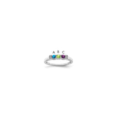 14K White Gold Family Jewelry Synthetic Stone & Diamond Set Ring - 5