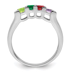 14K White Gold Family Jewelry Genuine Stone & Diamond Set Ring - 18
