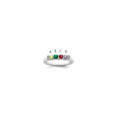 14K White Gold Family Jewelry Synthetic Stone & Diamond Set Ring - 30