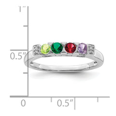 14K White Gold Family Jewelry Genuine Stone & Diamond Set Ring - 18