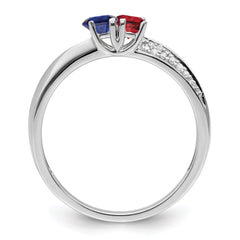 14K White Gold Family Jewelry Genuine Stone & Diamond Set Ring - 6
