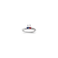 14K White Gold Family Jewelry Synthetic Stone & Diamond Set Ring - 32