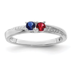 14K White Gold Family Jewelry Genuine Stone & Diamond Set Ring - 6
