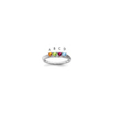 14K White Gold Family Jewelry Synthetic Stone & Diamond Set Ring - 6