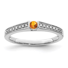 14K White Gold Family Jewelry Synthetic Stone & Diamond Set Ring - 7