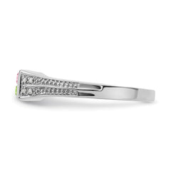 14K White Gold Family Jewelry Synthetic Stone & Diamond Set Ring - 16