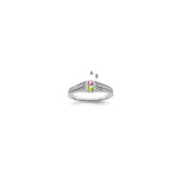 14K White Gold Family Jewelry Synthetic Stone & Diamond Set Ring - 16