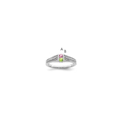 14K White Gold Family Jewelry Synthetic Stone & Diamond Set Ring - 16