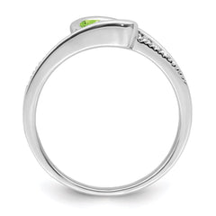 14K White Gold Family Jewelry Genuine Stone & Diamond Set Ring - 10