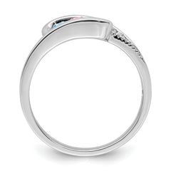 14K White Gold Family Jewelry Synthetic Stone & Diamond Set Ring - 17