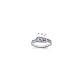 14K White Gold Family Jewelry Genuine Stone & Diamond Set Ring - 19