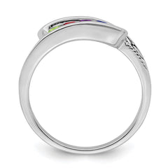 14K White Gold Family Jewelry Synthetic Stone & Diamond Set Ring - 47