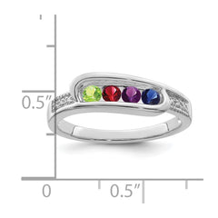 14K White Gold Family Jewelry Synthetic Stone & Diamond Set Ring - 47