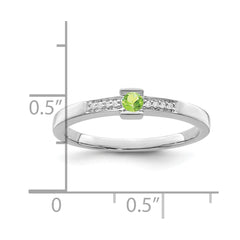 14K White Gold Family Jewelry Genuine Stone & Diamond Set Ring - 12