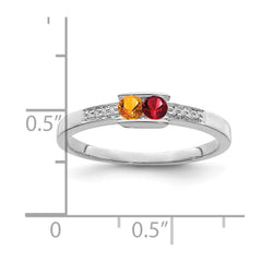 14K White Gold Family Jewelry Synthetic Stone & Diamond Set Ring - 18