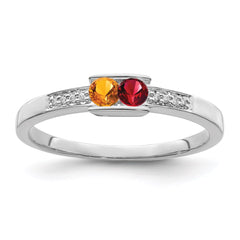 14K White Gold Family Jewelry Synthetic Stone & Diamond Set Ring - 18