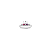 14K White Gold Family Jewelry Synthetic Stone & Diamond Set Ring - 9
