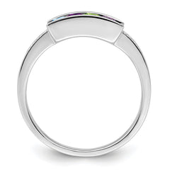 14K White Gold Family Jewelry Genuine Stone & Diamond Set Ring - 43