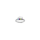 14K White Gold Family Jewelry Synthetic Stone & Diamond Set Ring - 36