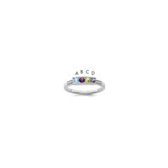 14K White Gold Family Jewelry Synthetic Stone & Diamond Set Ring - 36