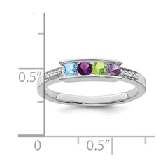 14K White Gold Family Jewelry Synthetic Stone & Diamond Set Ring - 36