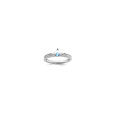 14K White Gold Family Jewelry Synthetic Stone & Diamond Set Ring - 48