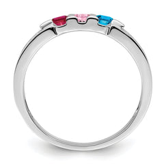 14K White Gold Family Jewelry Synthetic Stone & Diamond Set Ring - 49