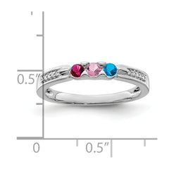 14K White Gold Family Jewelry Synthetic Stone & Diamond Set Ring - 49