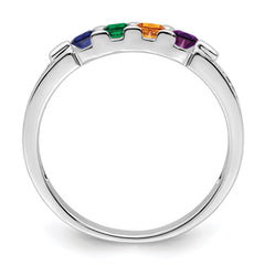 14K White Gold Family Jewelry Genuine Stone & Diamond Set Ring - 21